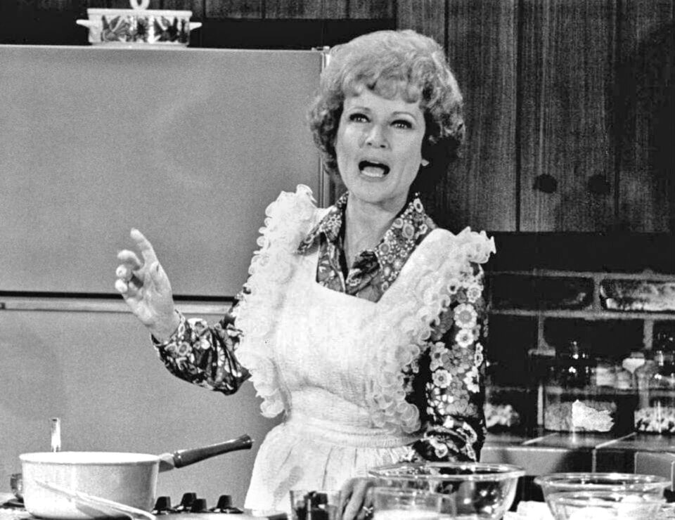 Betty White as Sue Ann Nivens in a 1973 publicity photograph