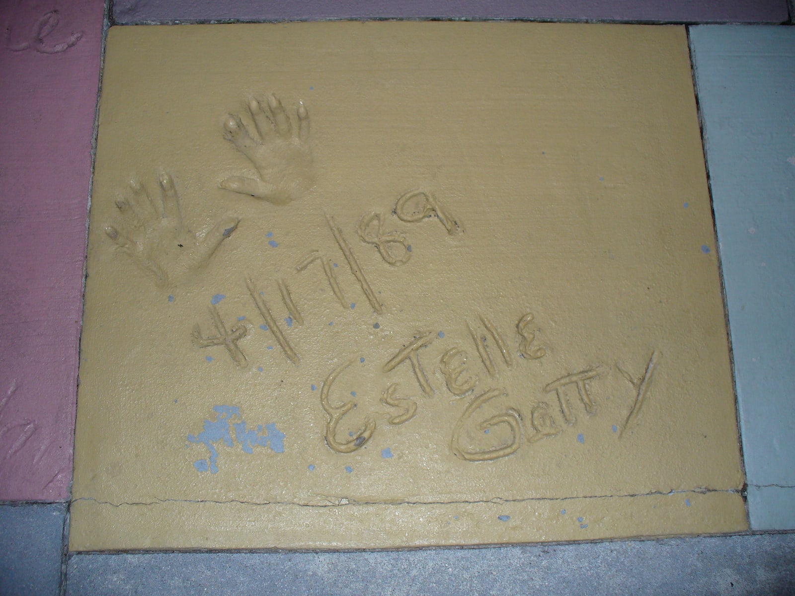 Estelle Getty's handprints and signature set into pavement